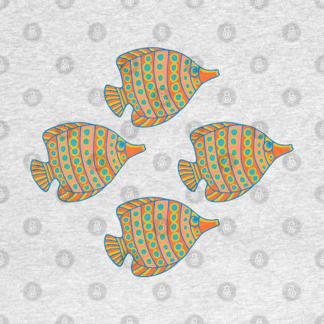 ANGLED ANGELS Tropical Angel Fish Spotted Undersea Ocean Sea Creatures in Orange Blush Yellow Blue - UnBlink Studio by Jackie Tahara by UnBlink Studio by Jackie Tahara